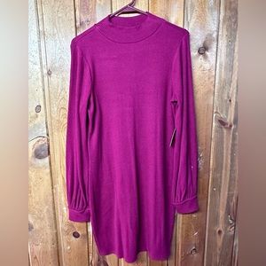 Express ribbed mock neck dress